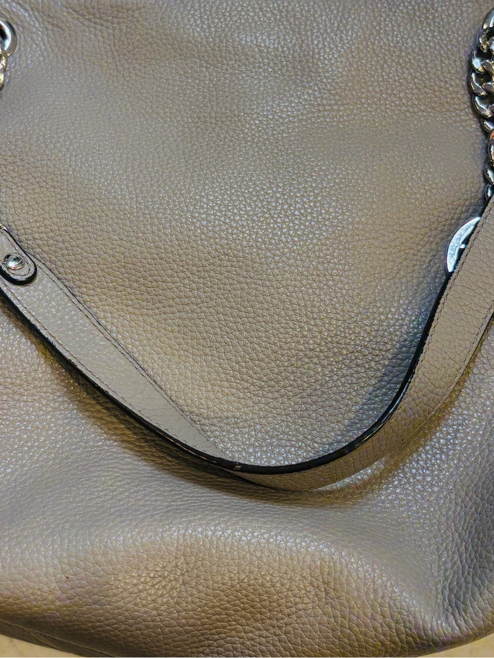 Classic Taupe Leather Tote Bag - Women
